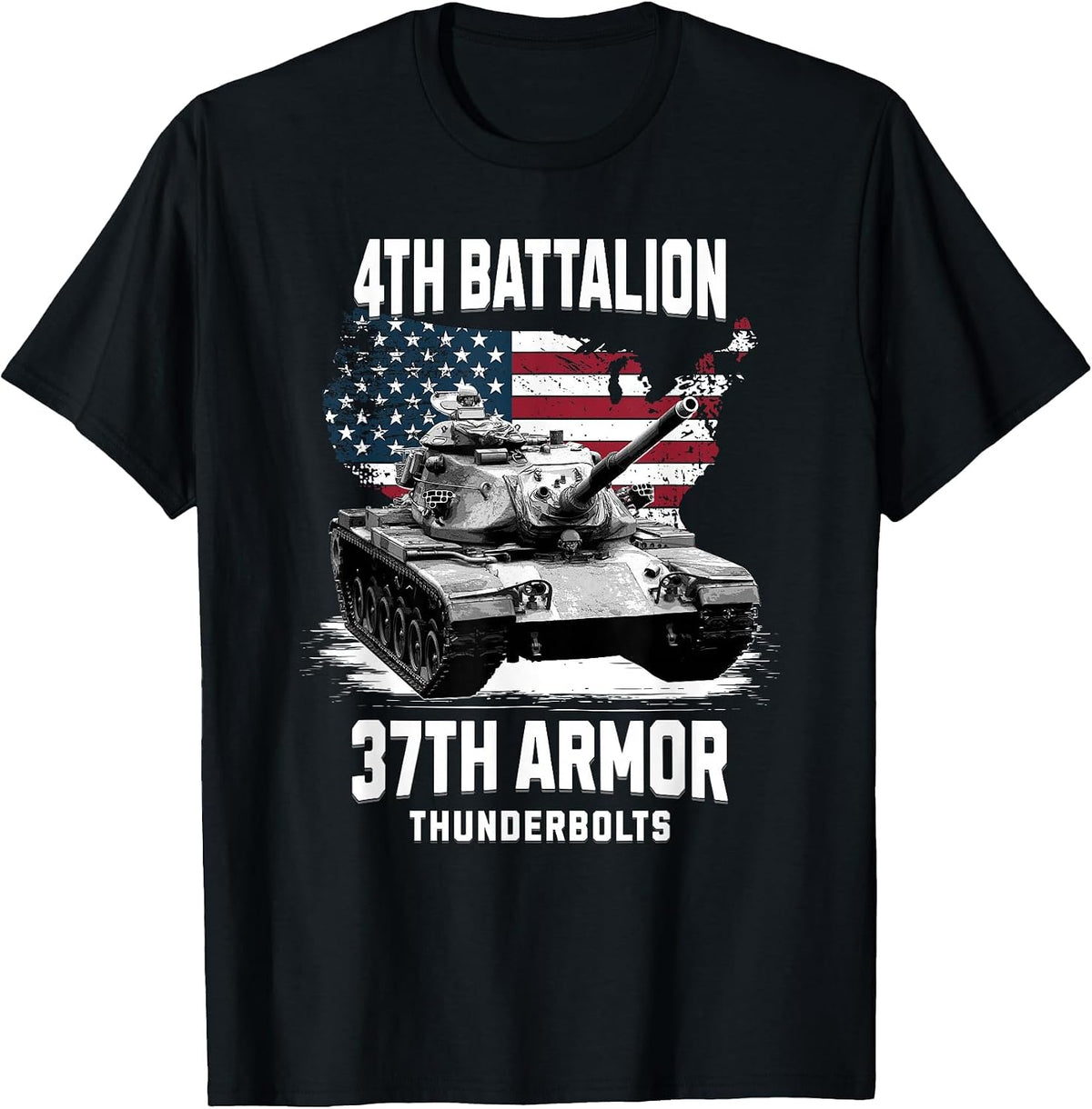 4th Battalion 37th Armor M60 Battle Tank Military Veteran T-Shirt - Black