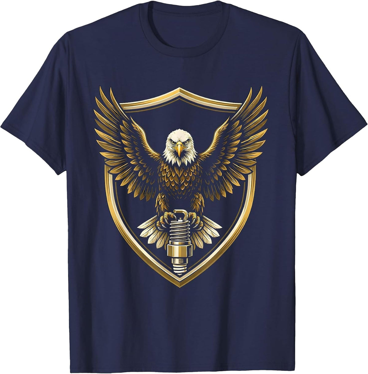 Men's Valley Forge Automotive Bald Eagle Spark Plug T-Shirt - Navy Blue