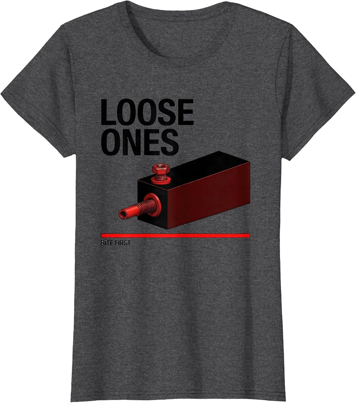 Women's Loose Ones Bite First Funny Electrician Engineer Lineman T-Shirt - Dark Heather Grey