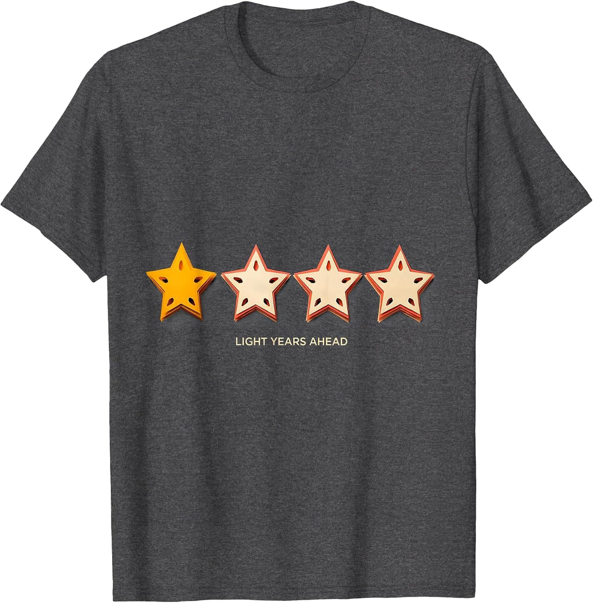 Light Years Ahead Paper Cutout Funny Space Astronomy Humor T-Shirt - Dark Heather Grey
