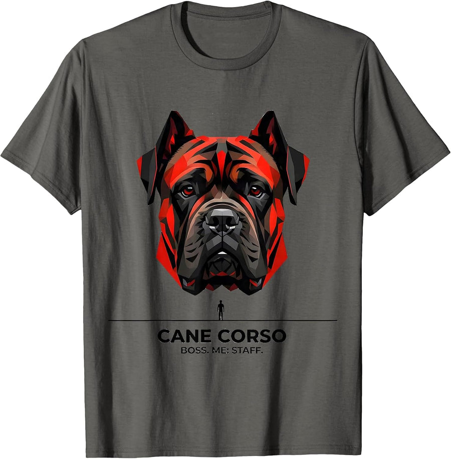 Cane Corso Boss Me Staff Geometric Dog Owner Pride T-Shirt - Asphalt Grey