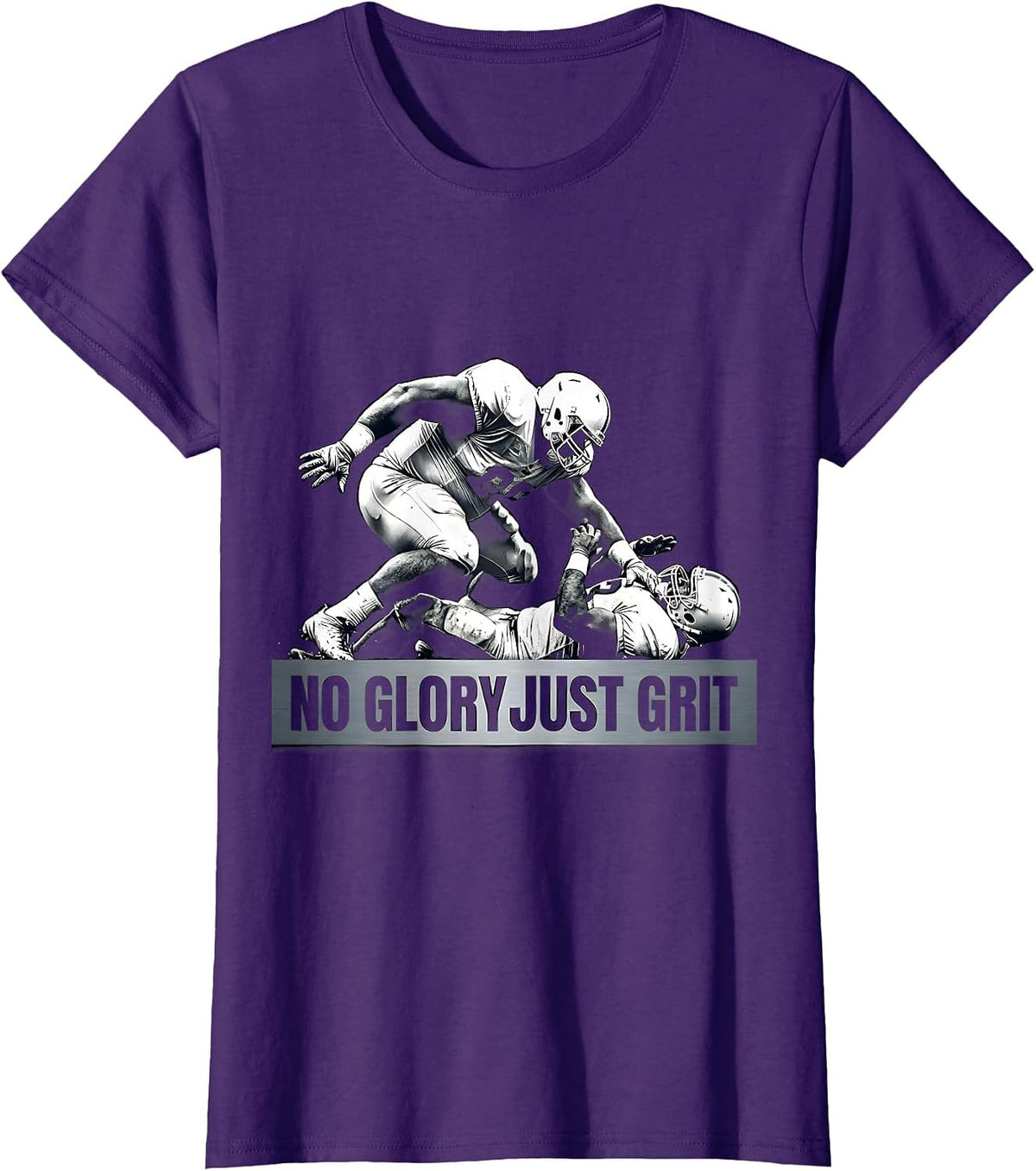 Women's No Glory Just Grit Football Lineman Design T-Shirt - Purple
