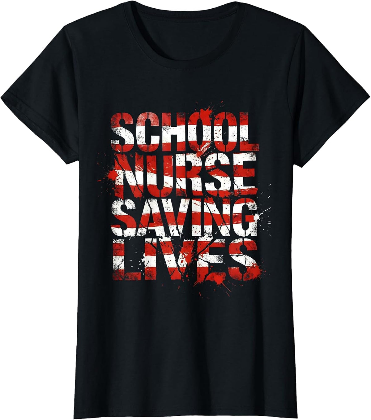 School Nurse Saving Lives Graphic Design T-Shirt - Black