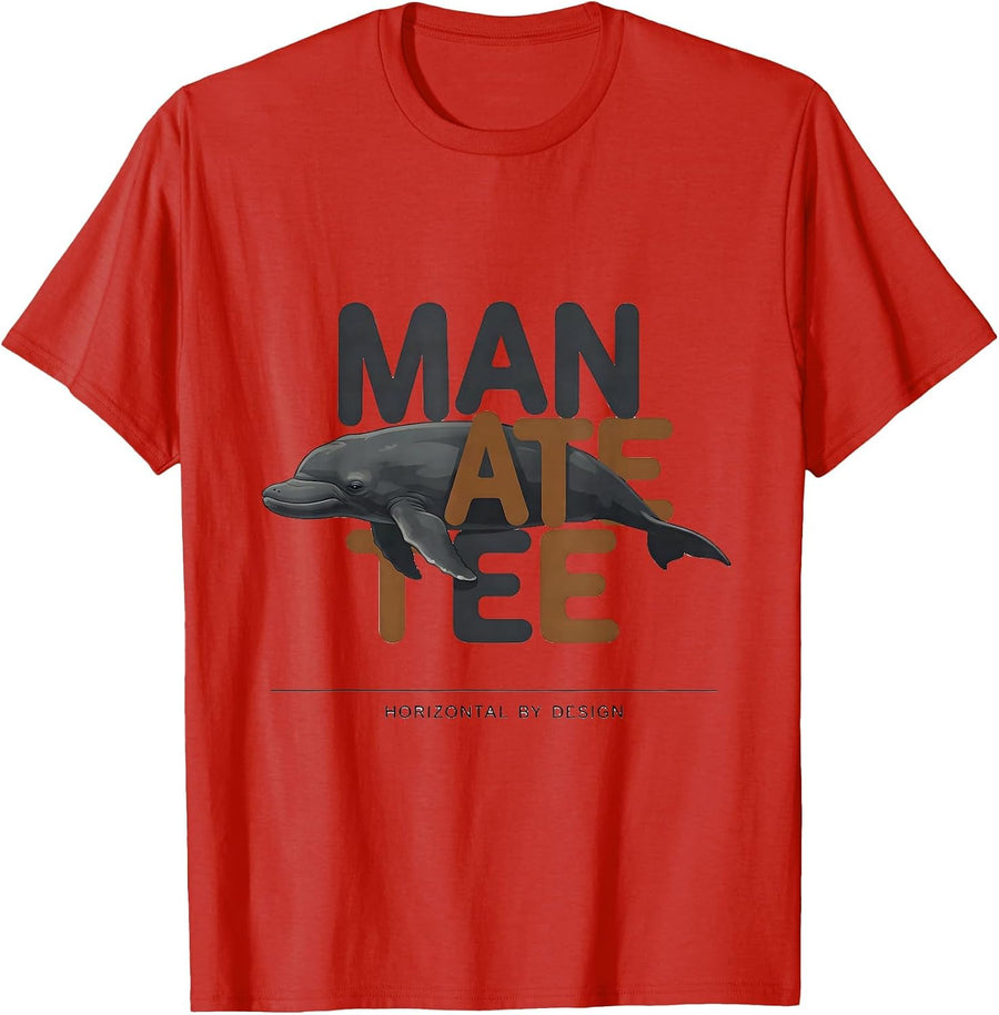 Men's Manatee Horizontal By Design Funny Sea Animal Lover Gift T-Shirt - Red