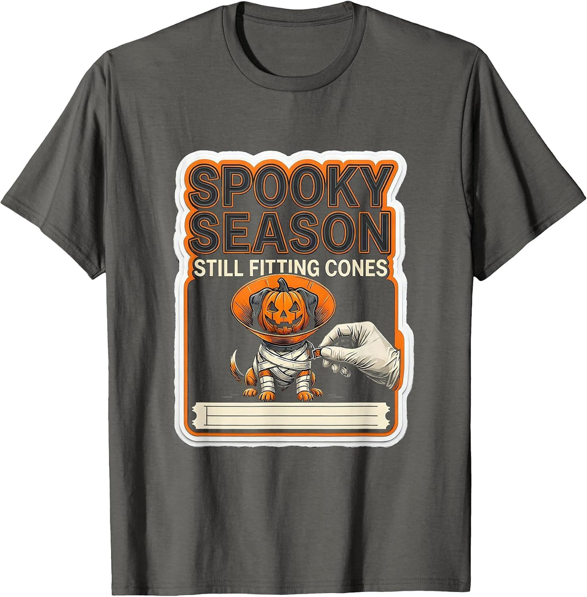 Spooky Season, Still Fitting Cones Funny Vet Tech Veterinary T-Shirt - Asphalt Grey
