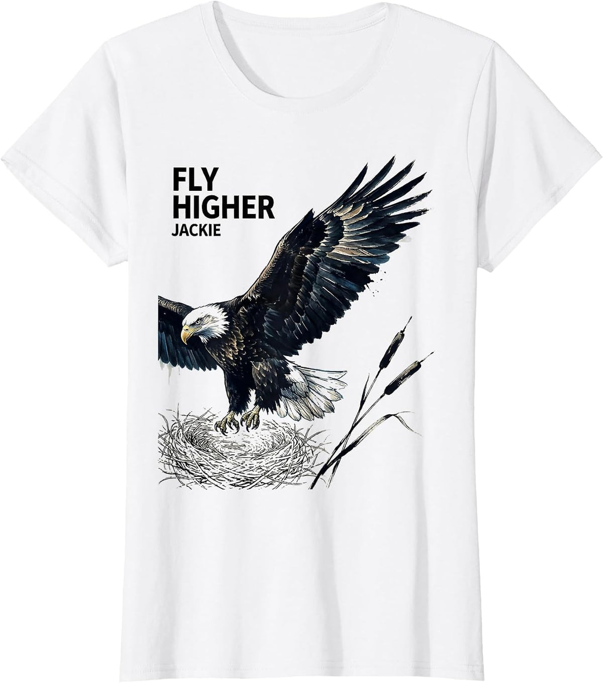 Fly Higher, Jackie Memorial Tribute Bald Eagle Wildlife T-Shirt - White