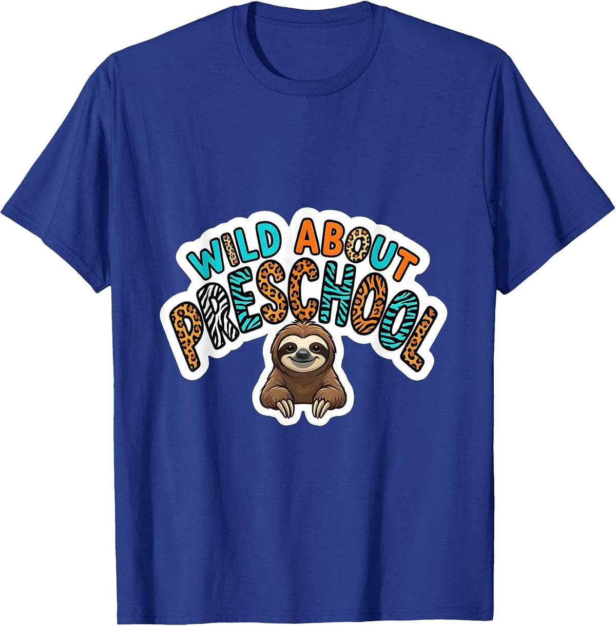 Wild About Preschool Playful Teacher Appreciation School T-Shirt - Royal Blue