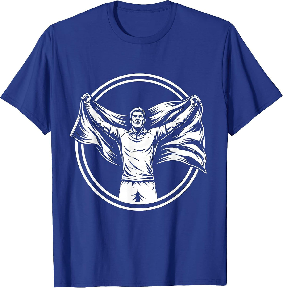 Rugby Victory Flag Wrap Celebration Graphic T-Shirt - Royal Blue
