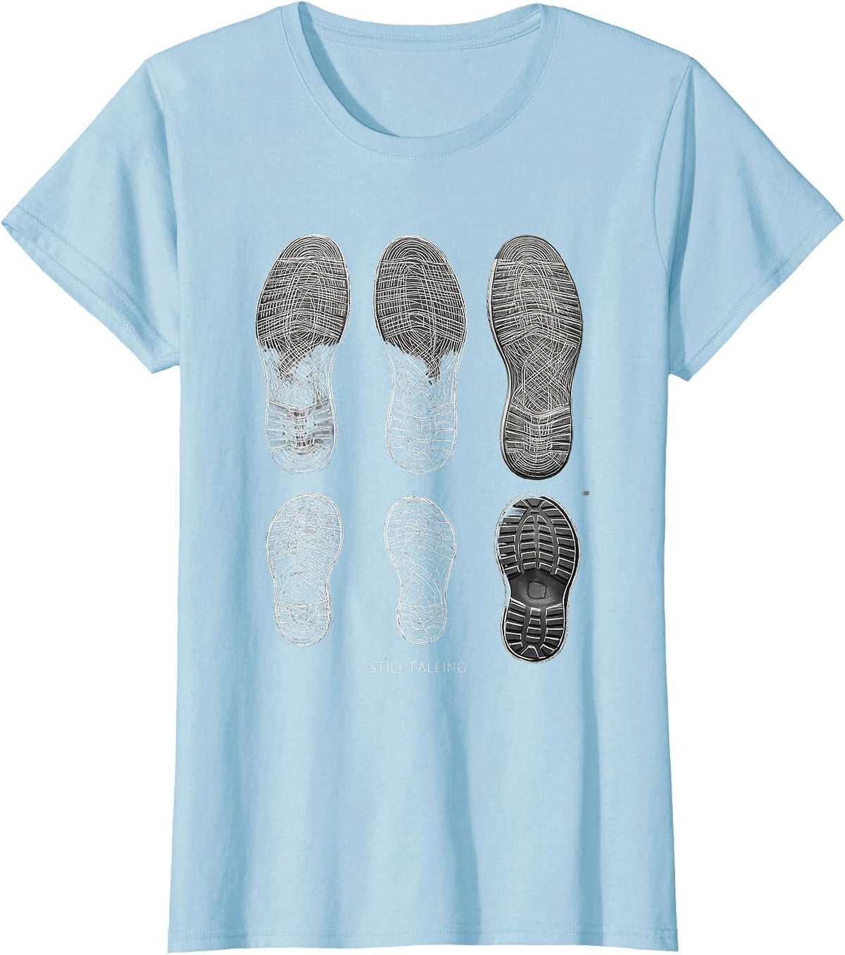 Still Falling Rock Climbing Bouldering Humor T-Shirt - Baby Blue