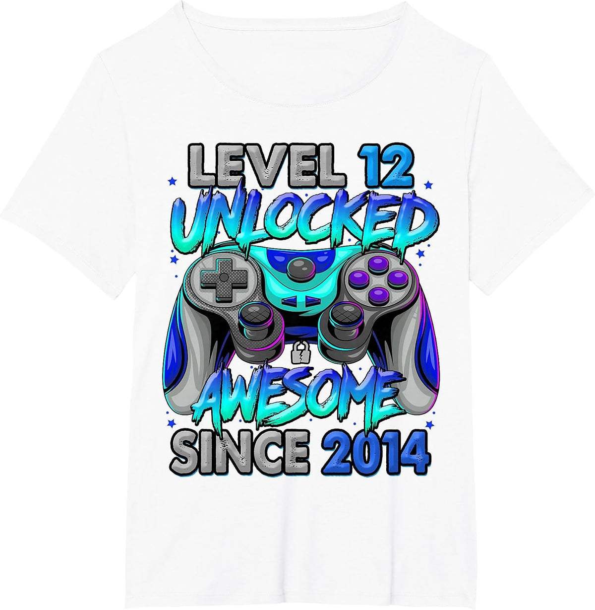 Level 12 Unlocked Awesome Since 2014 12th Birthday Gaming T-Shirt - White