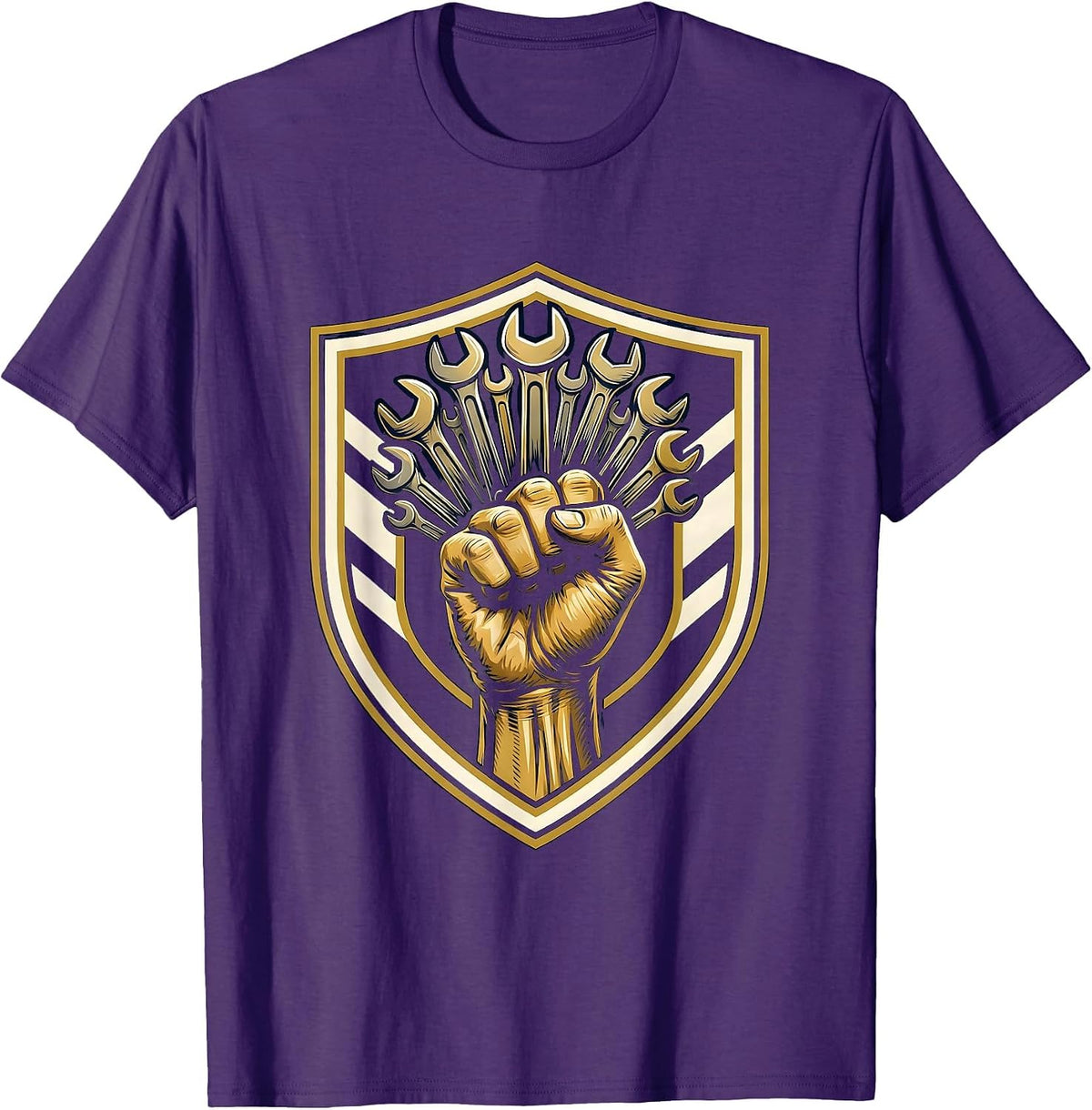 Men's Calloused Fist Wrenches Blue Collar Worker Graphic T-Shirt - Purple