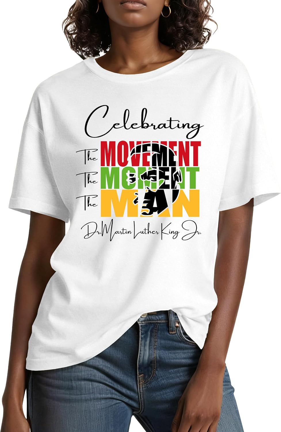 ELDPS Martin Luther King Shirt Women: Celebrating The Movement Tshirt Dream Like King MLK Day T-Shirt - White