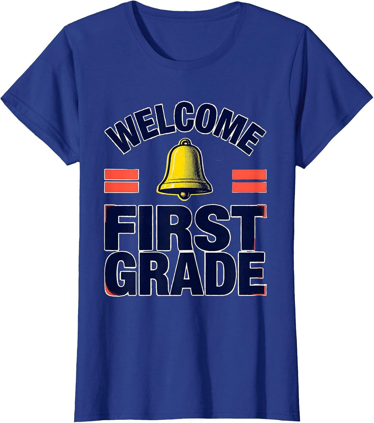 Women's Welcome, First Grade Screenprint Poster Back To School T-Shirt - Royal Blue