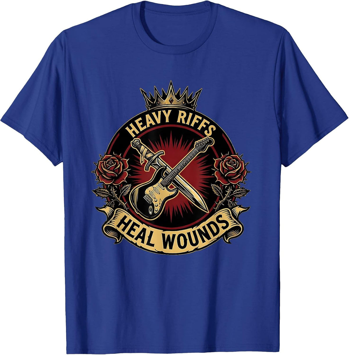 Heavy Riffs Heal Wounds Grunge Music Design T-Shirt - Royal Blue