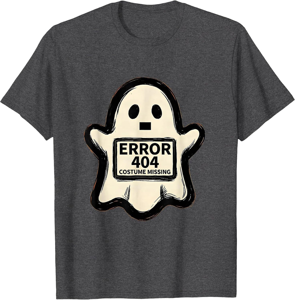 Error 404: Costume Missing Funny Lazy Halloween Geek Humor T-Shirt - Dark Heather Grey