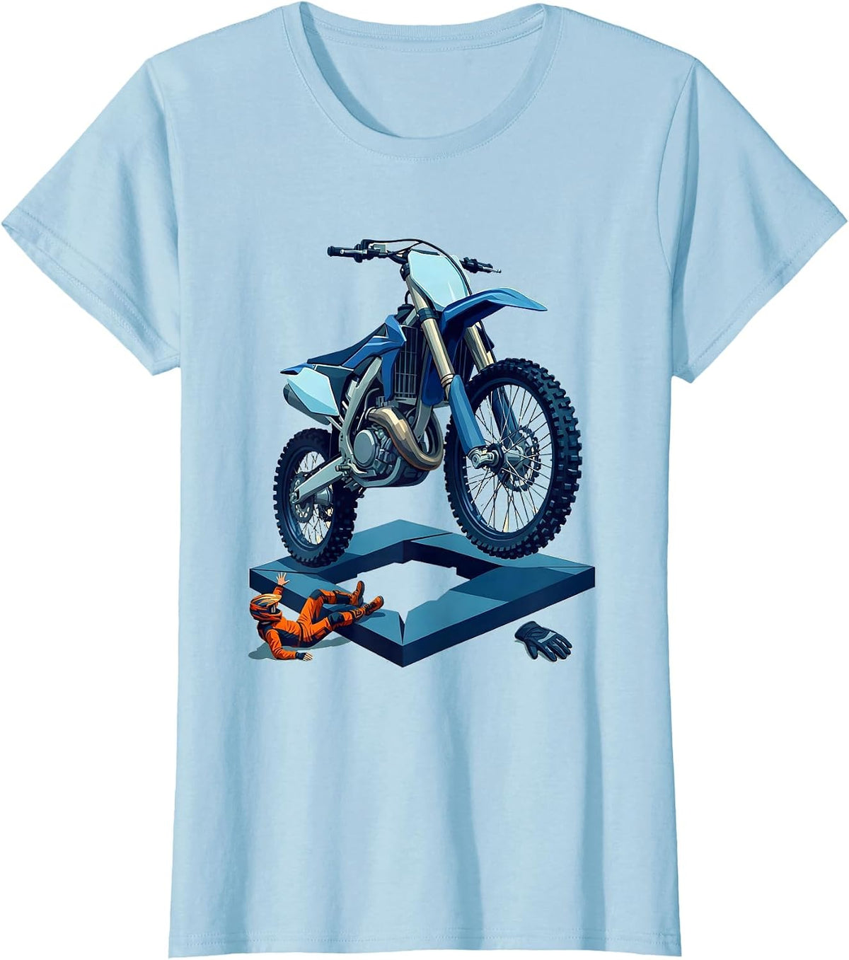 Women's Motocross Bike Crash Humor Dirt Bike Rider Gift T-Shirt - Baby Blue