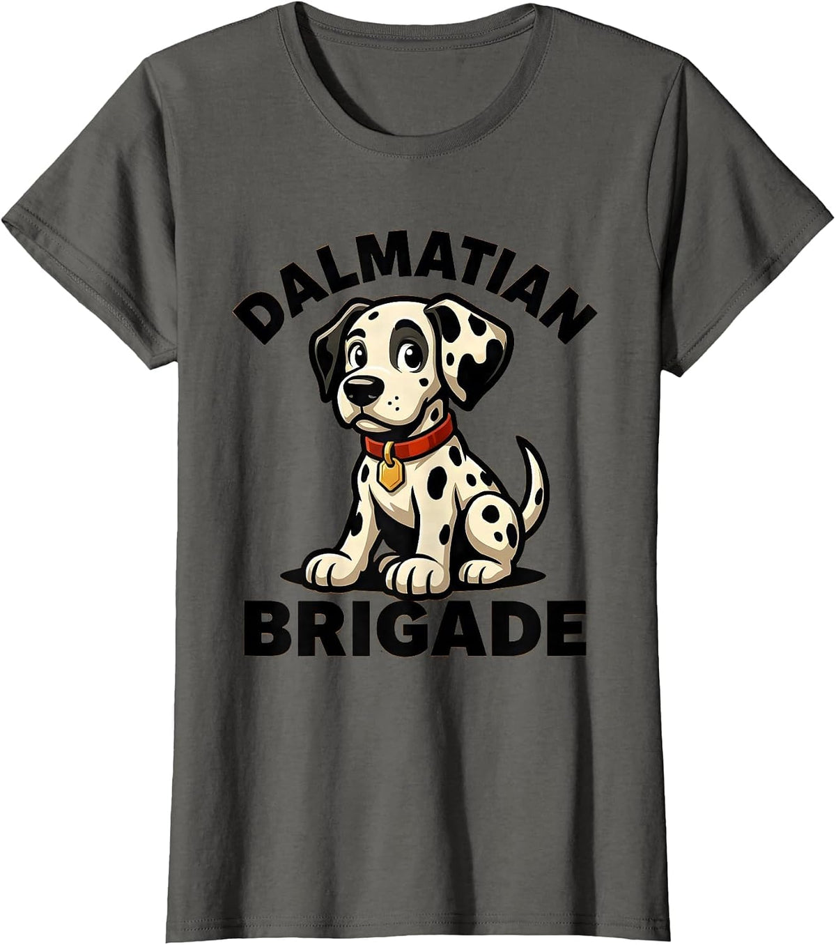 Women's Dalmatian Brigade Cartoon Dalmatian Dog Halloween Costume T-Shirt - Asphalt Grey