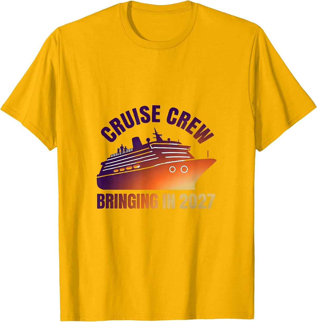 Cruise Crew Bringing In 2027 Family Matching New Year Party T-Shirt - Golden Yellow