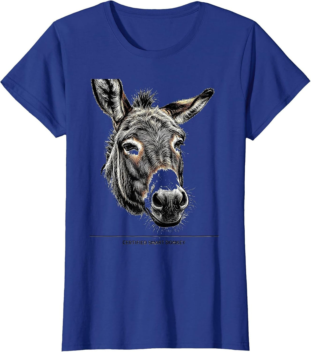 Women's Certified Smart Donkey Funny Farm Animal Humor Donkey Lover T-Shirt - Royal Blue