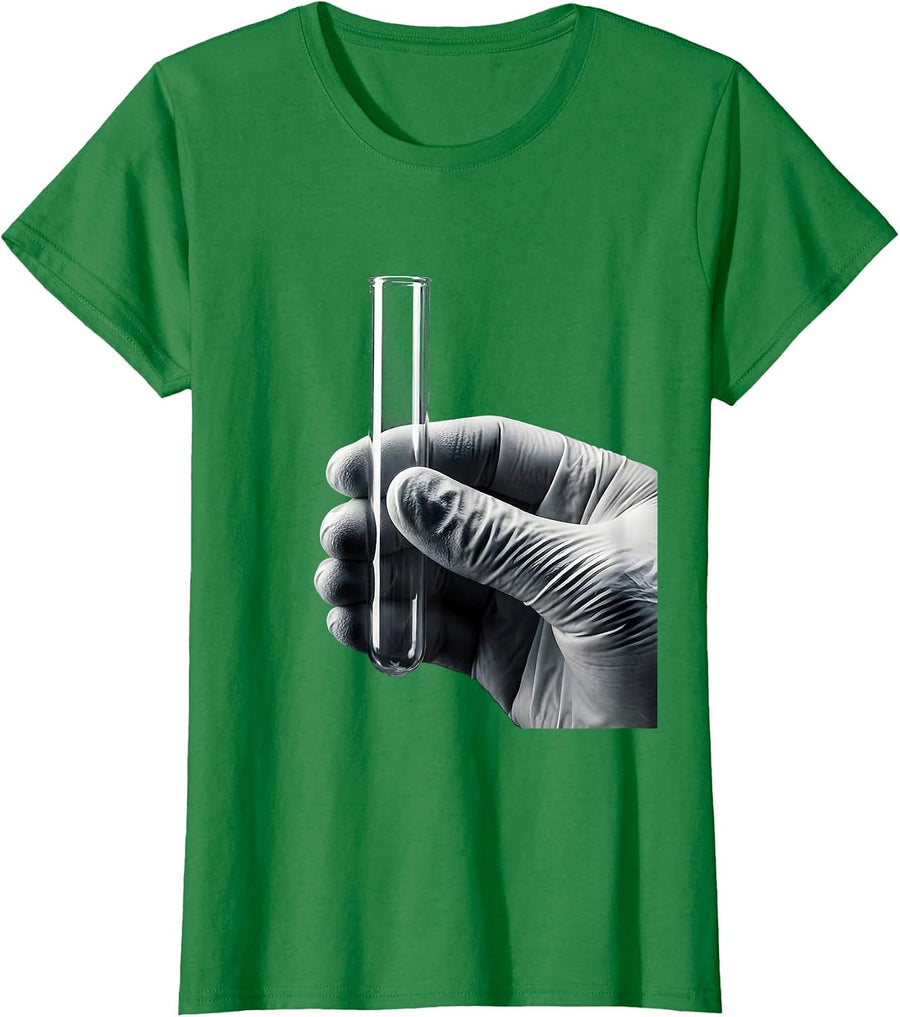 Women's Surgeon Gloved Hand Test Tube Graphic T-Shirt - Kelly Green