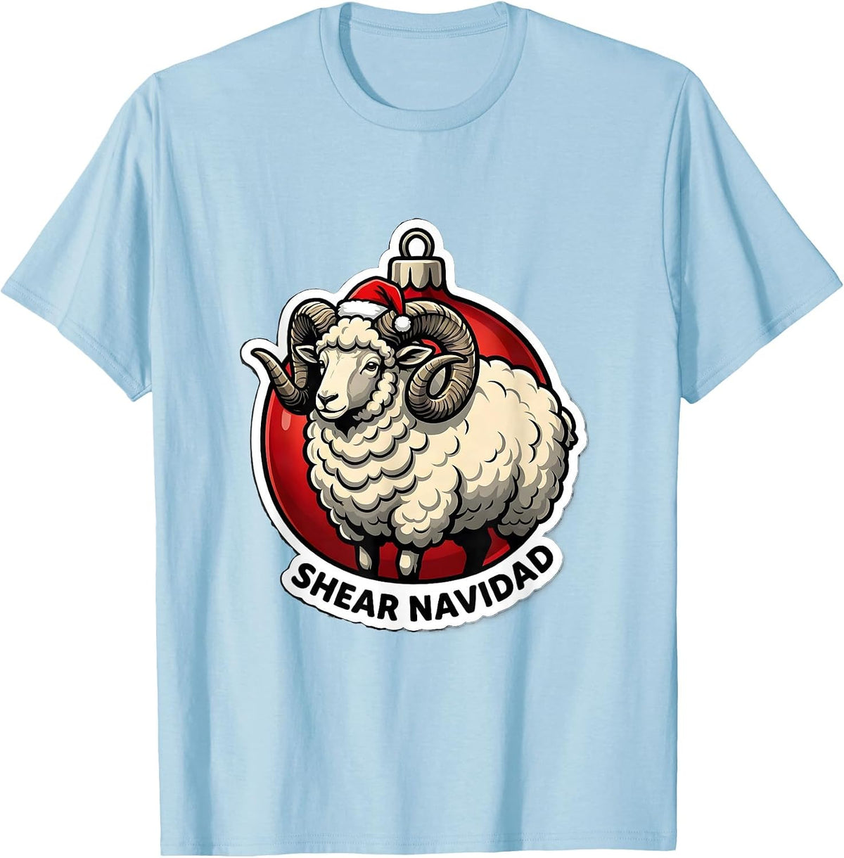 Men's Shear Navidad Funny Llama Christmas Pun Ugly Sweater Party T-Shirt - Baby Blue