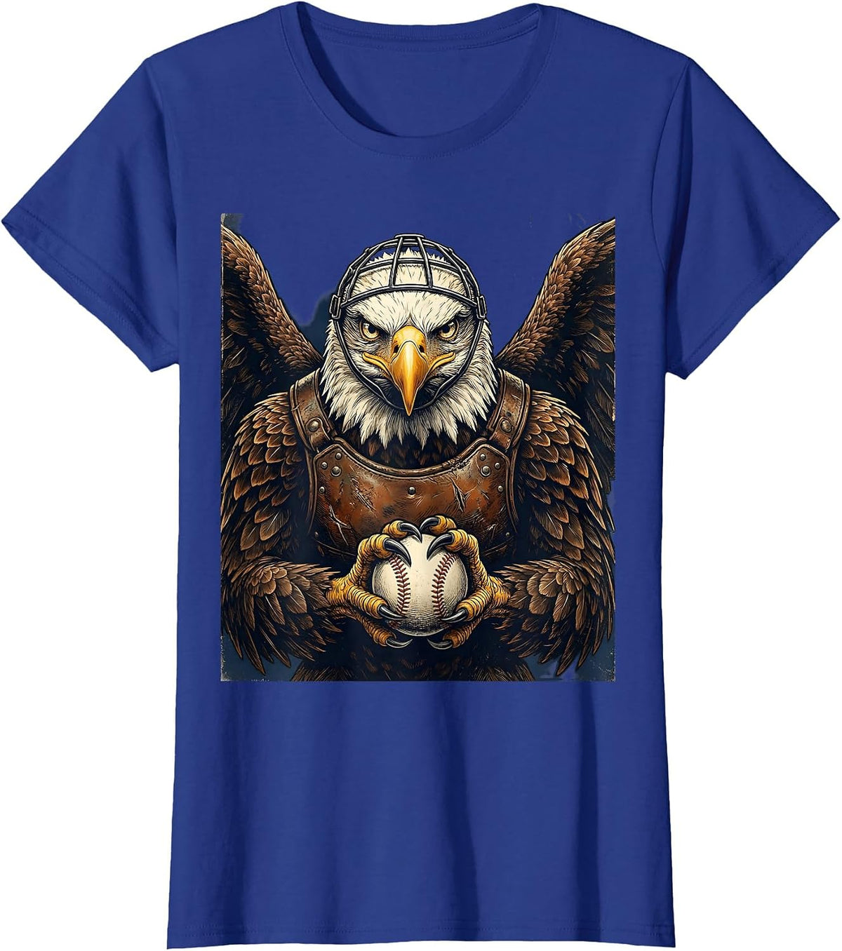 Women's Bald Eagle Umpire Baseball Graphic T-Shirt - Royal Blue