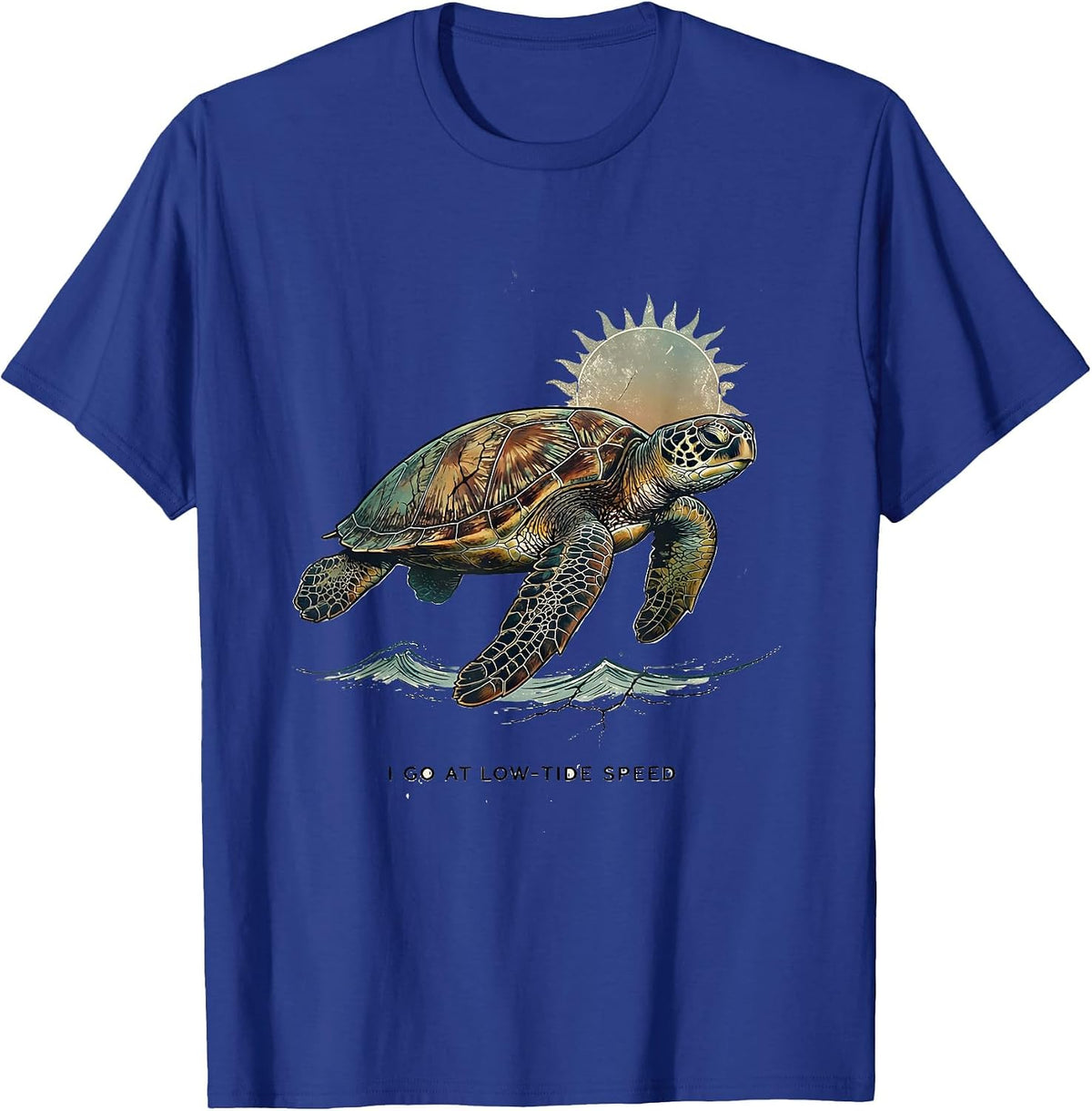 Men's I Go At Low-Tide Speed Vintage Sea Turtle Beach Souvenir T-Shirt - Royal Blue