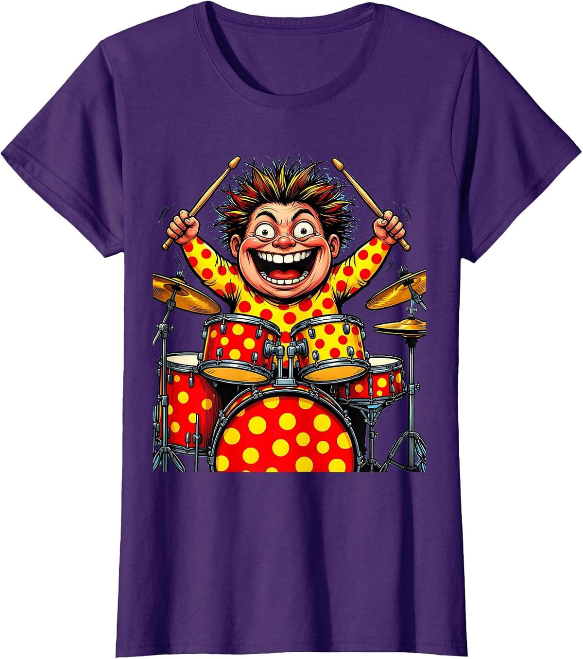 Women's Polka Dot Drums Boy Drummer Graphic T-Shirt - Purple