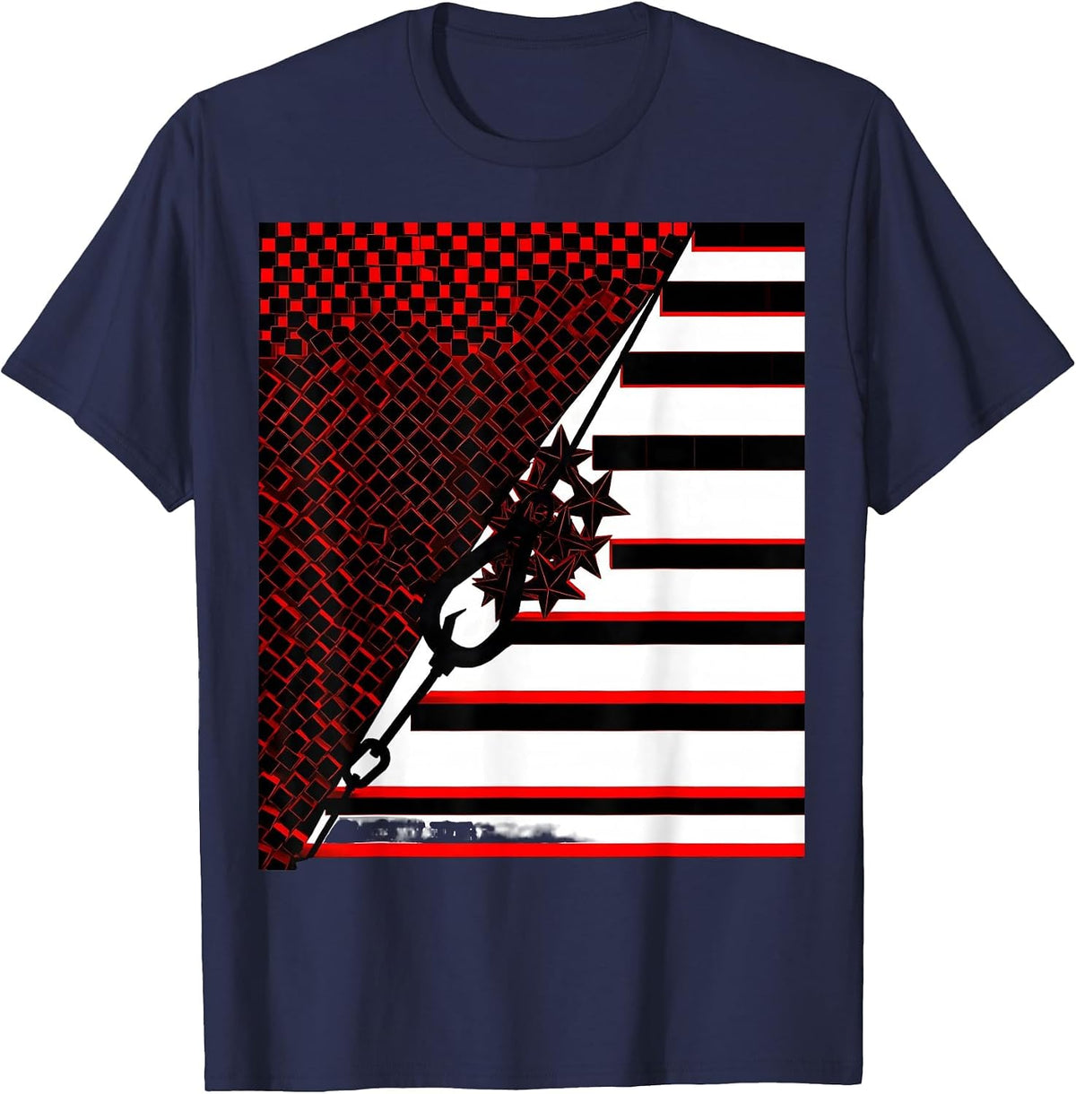 Angular Climbing Hook Skilled Trades Worker Patriotic Pride T-Shirt - Navy Blue