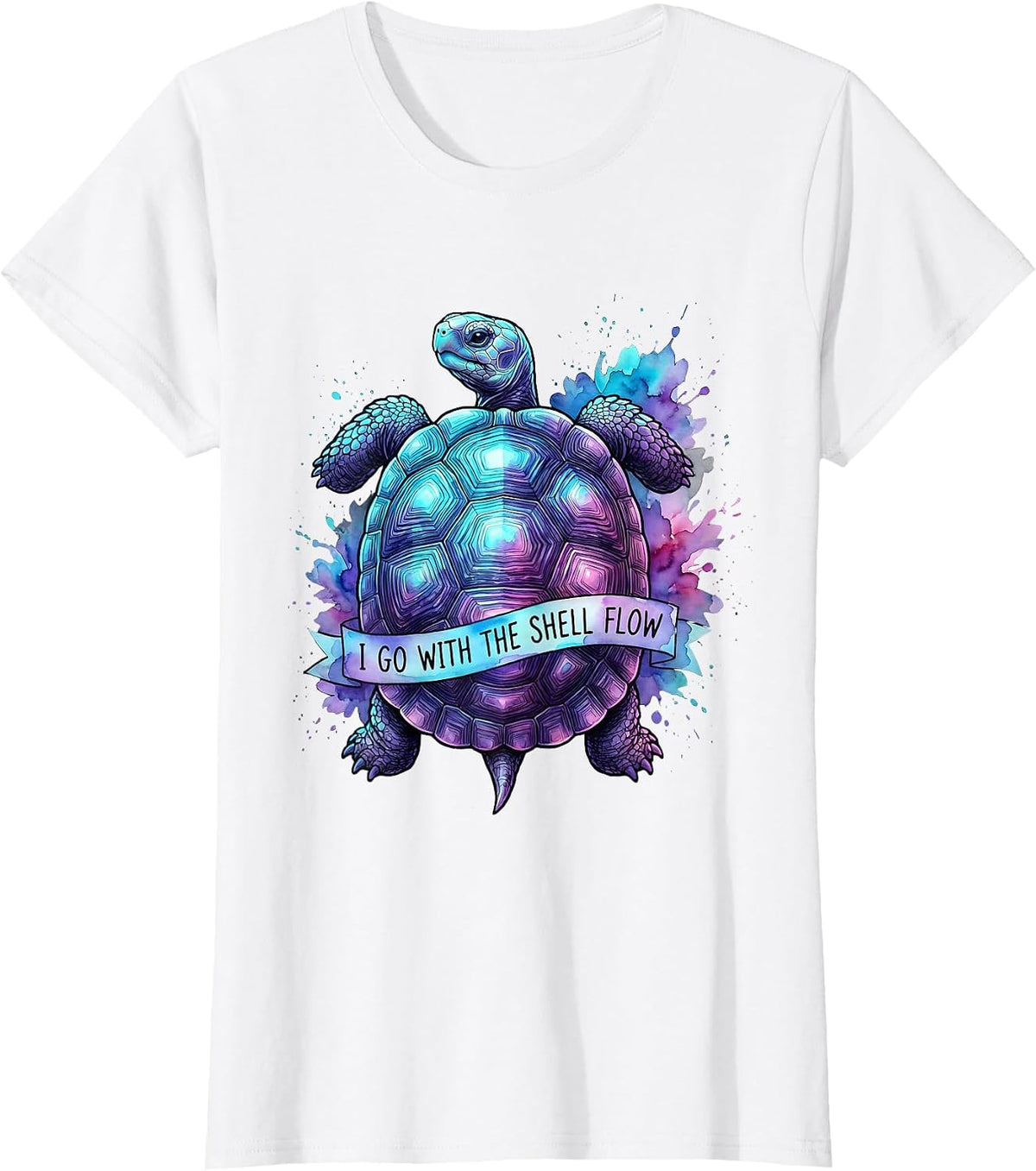 I Go With The Shell Flow Funny Turtle Lover Pet Enthusiast T-Shirt - White