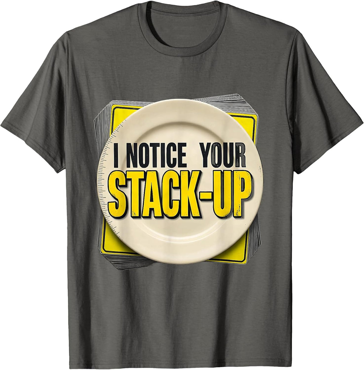 Men's I Notice Your Stack-Up Stencil Graphic Tradesperson T-Shirt - Asphalt Grey