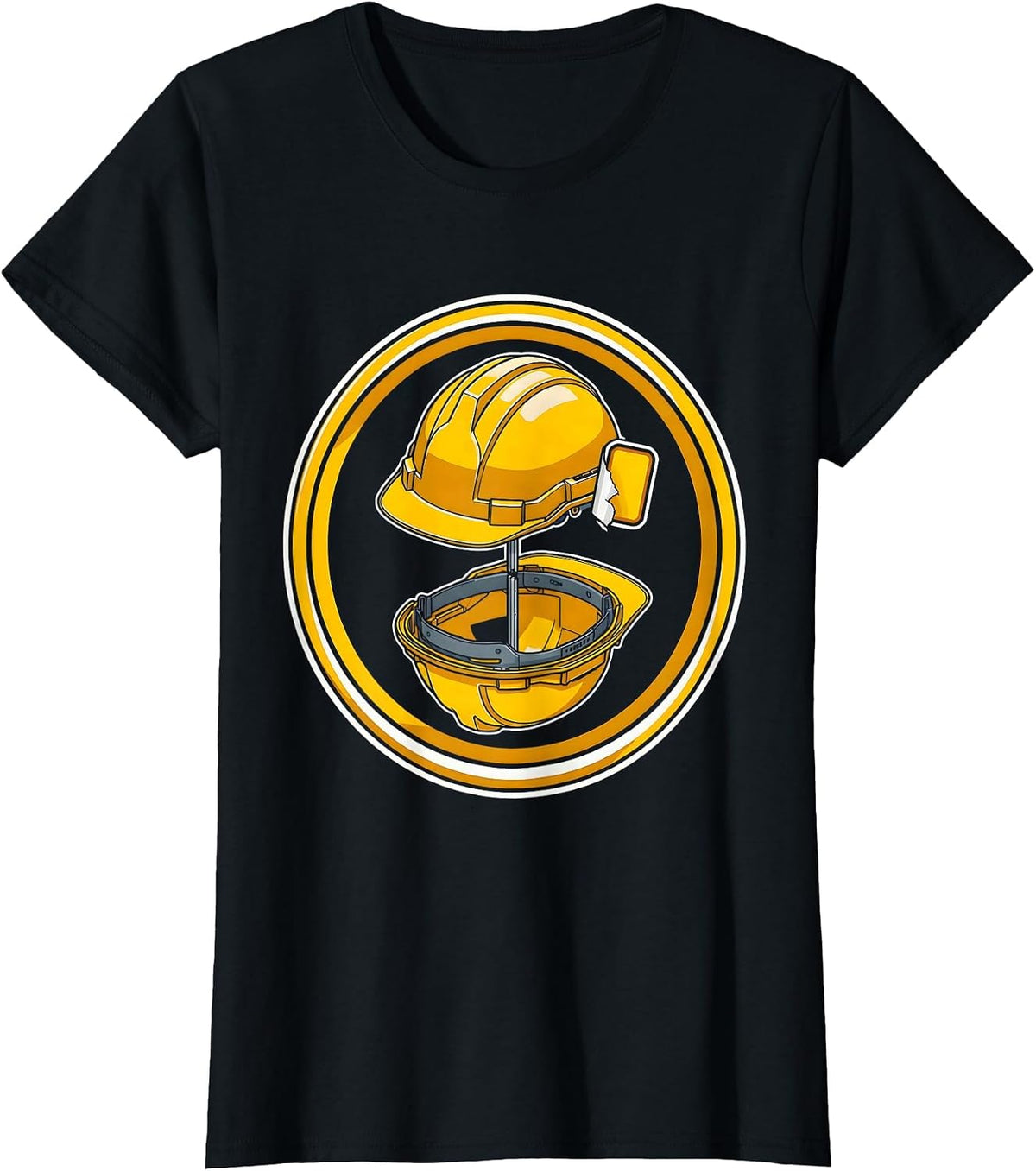 Hard Hat Worn Sticker Badges Graphic T-Shirt - Black