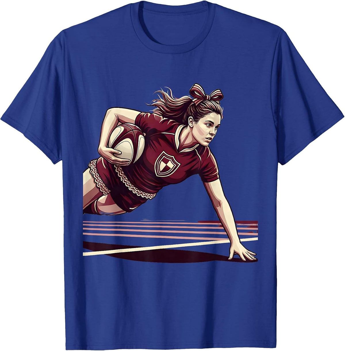 Men's Rugby Try Scorer Diving Forward Graphic T-Shirt - Royal Blue