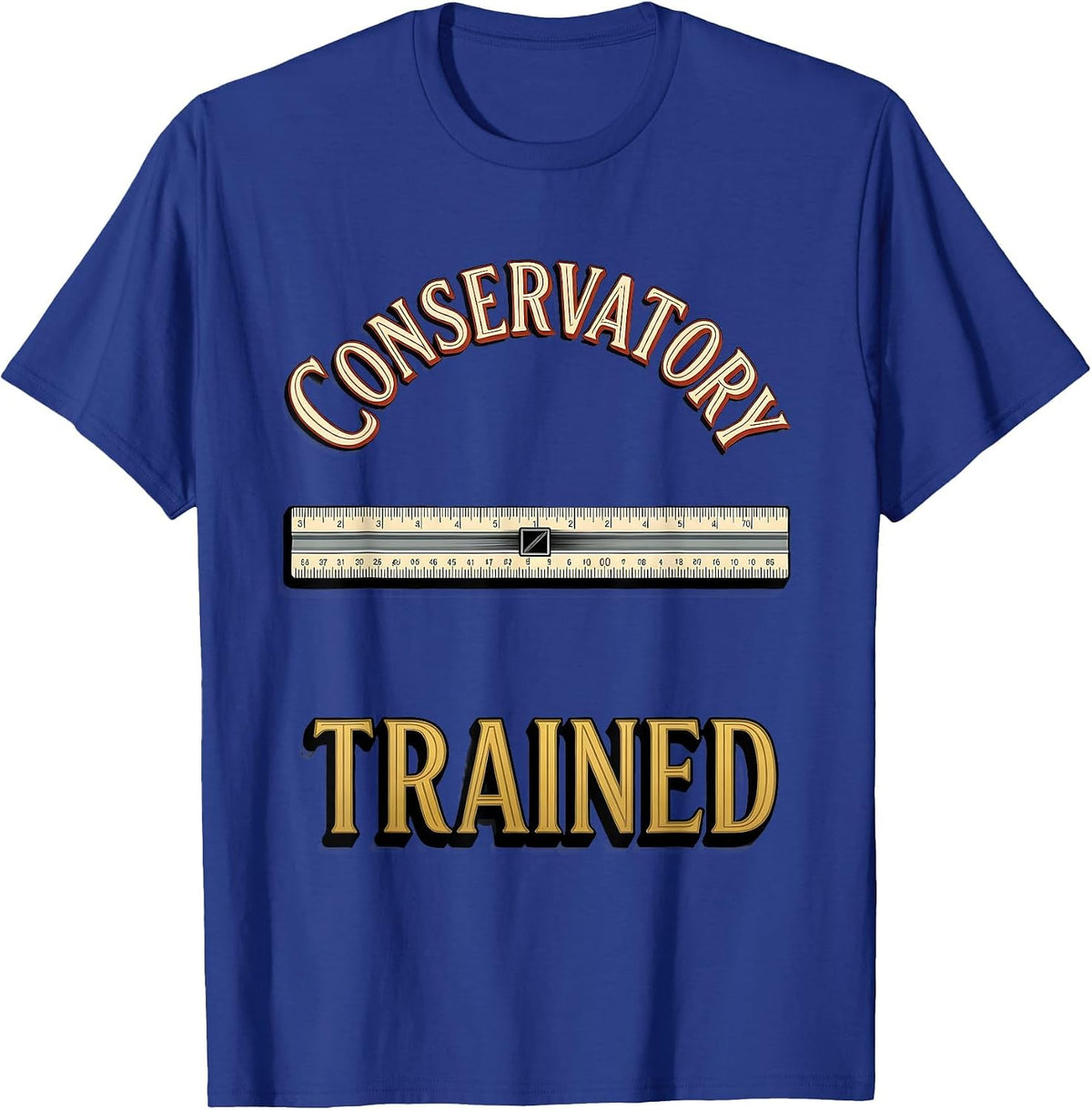 Conservatory Trained Slide Rule Retro Analog Calculator T-Shirt - Royal Blue