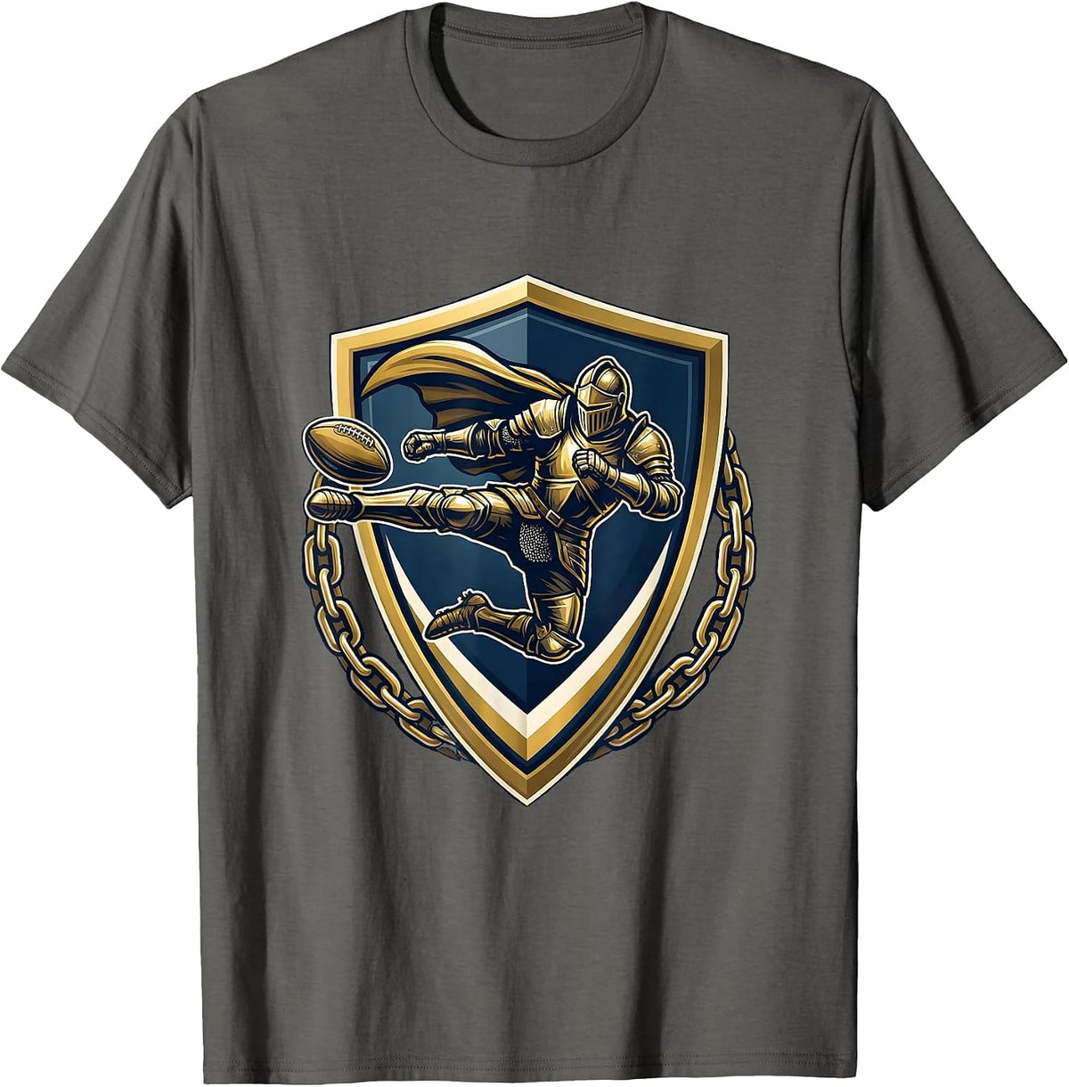 Knight in Armor Drop Kick Rugby Graphic T-Shirt - Asphalt Grey