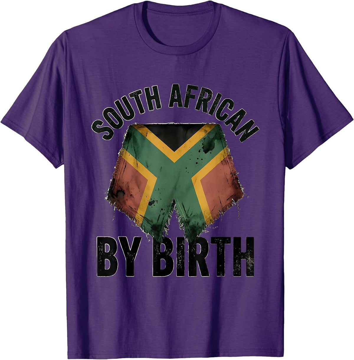 Men's South African By Birth Distressed Flag National Pride Rugby T-Shirt - Purple