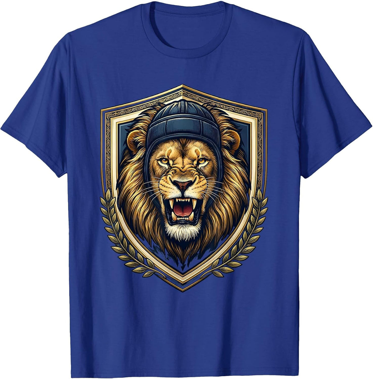 Fierce Lioness Rugby Headgear Snarl Graphic T-Shirt - Royal Blue