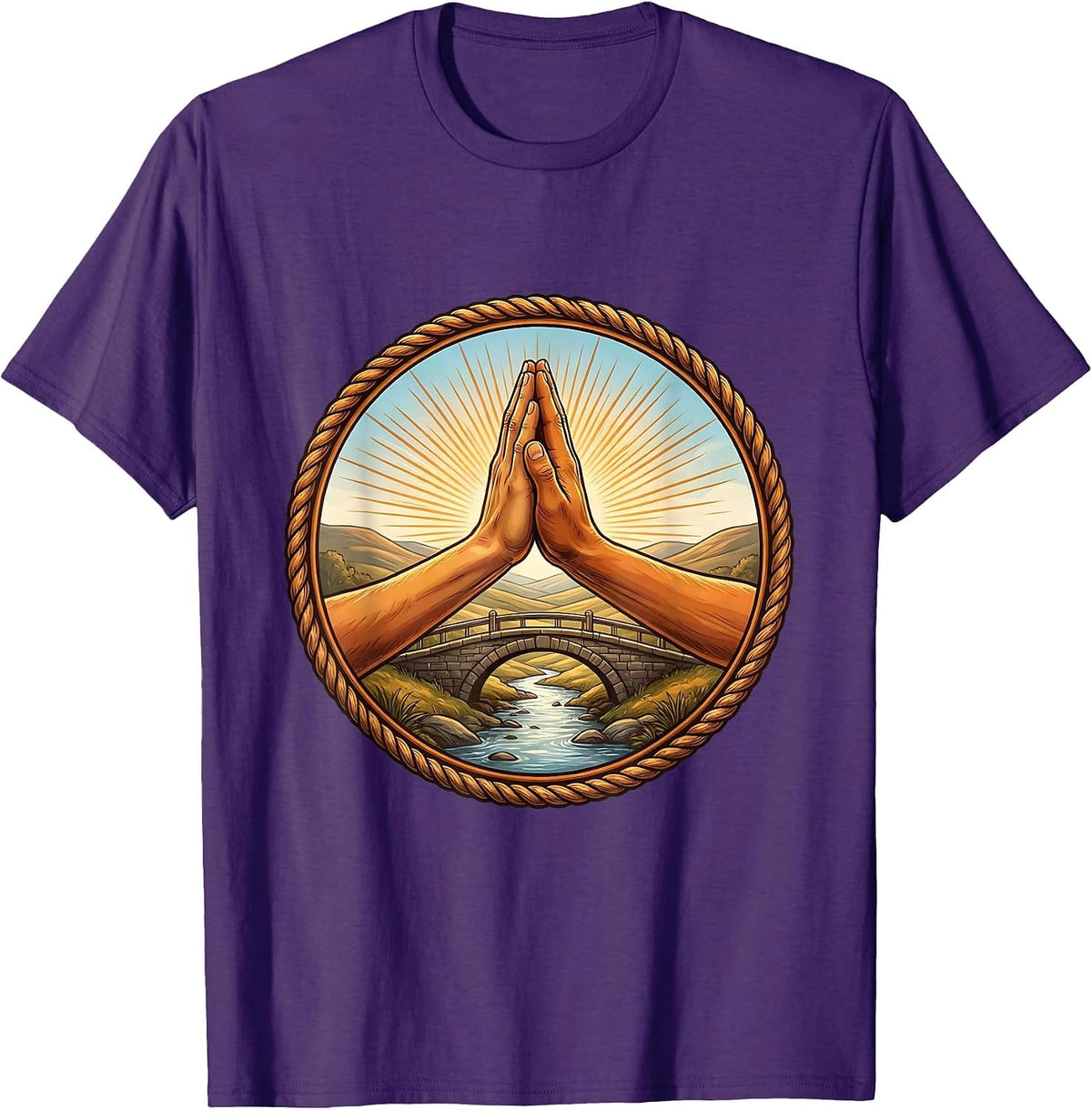 School Counselor High Five Bridge Graphic T-Shirt - Purple
