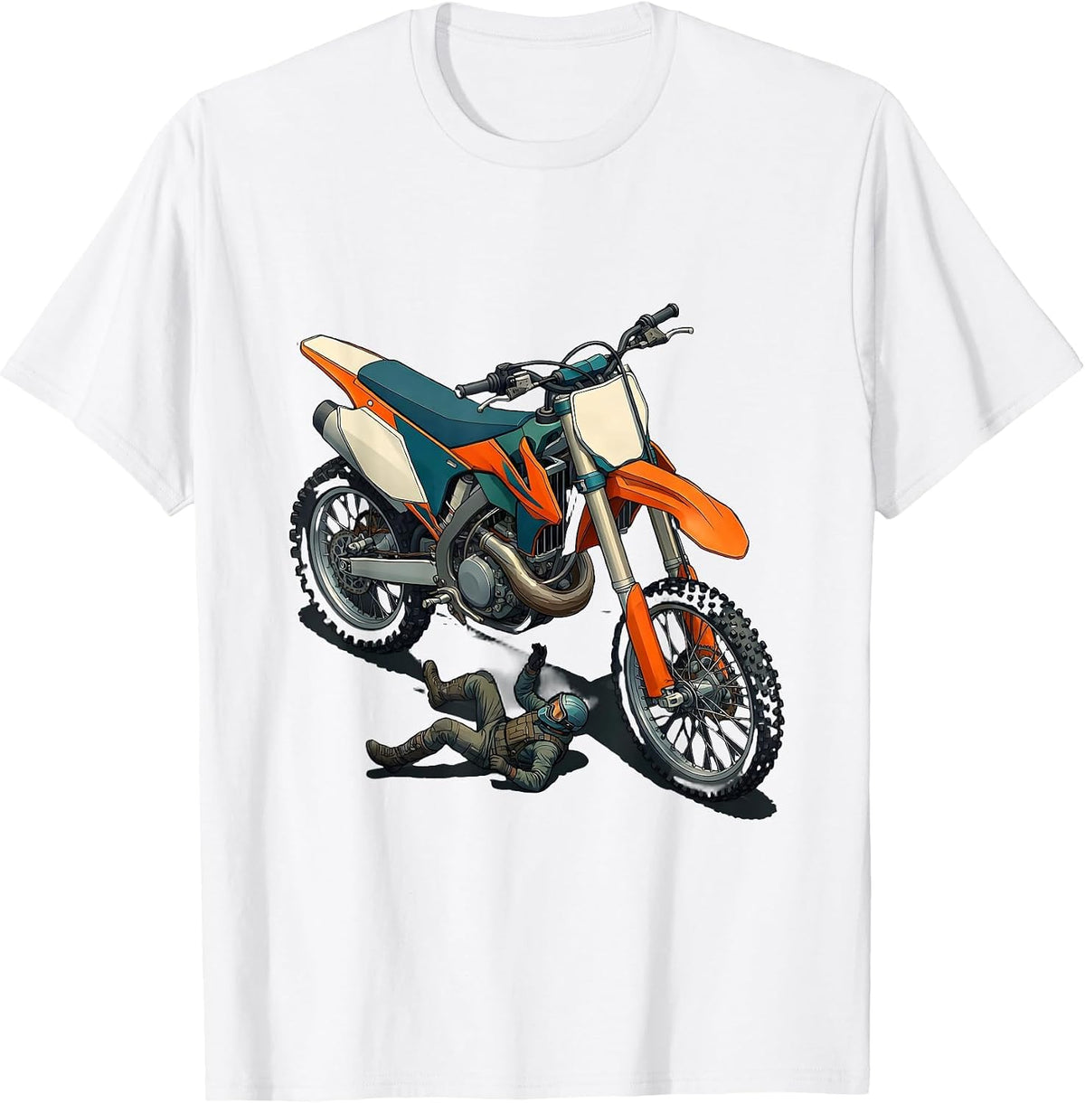 Men's Dirt Bike Crash Funny Motocross Rider Gift T-Shirt - White