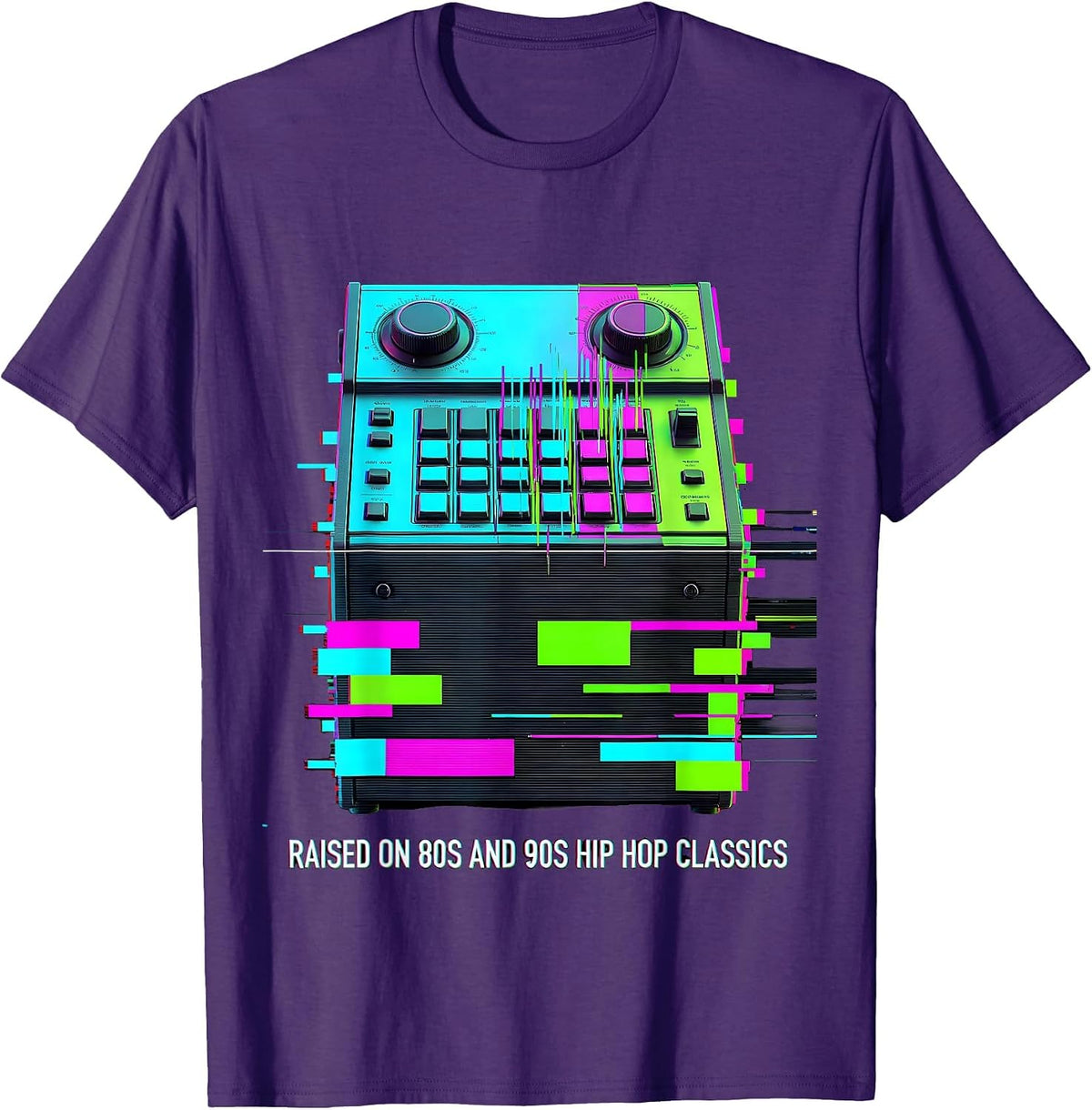 Men's Raised On 80s And 90s Hip Hop Classics Retro Nostalgia T-Shirt - Purple