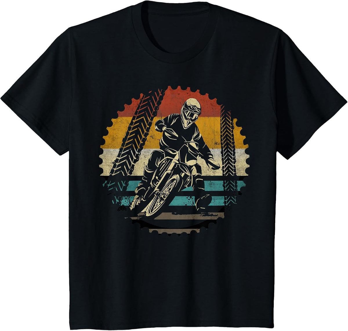 Motocross Dirt Bike Enduro Off Road Biker Retro Vintage T-Shirt - Black