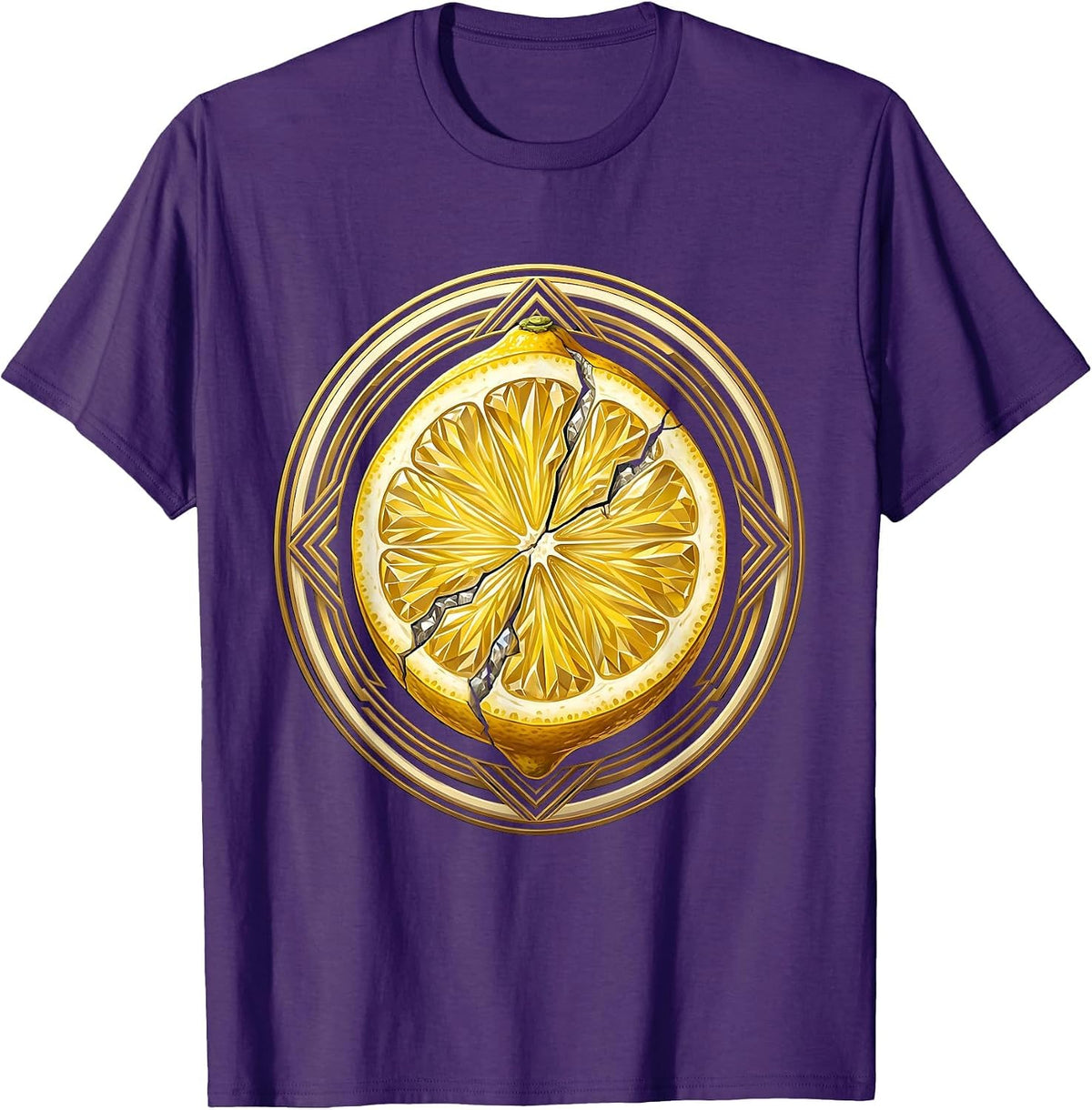 Giant Lemon Geode Cracked Open Graphic Tee T-Shirt - Purple