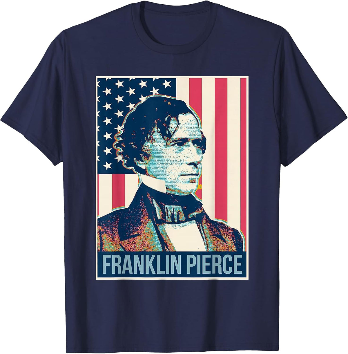 Franklin Pierce President US Flag Shirt T-Shirt - Navy Blue