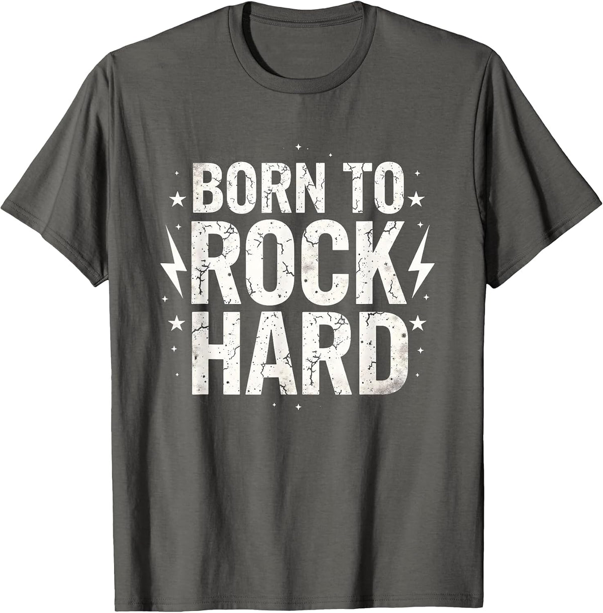 Born to Rock Hard Music Graphic Design T-Shirt - Asphalt Grey