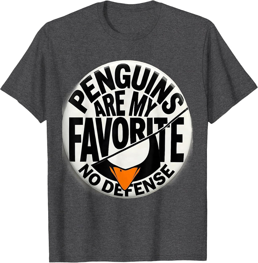 Men's Penguins Are My Favorite No Defense Funny Penguin Lover T-Shirt - Dark Heather Grey