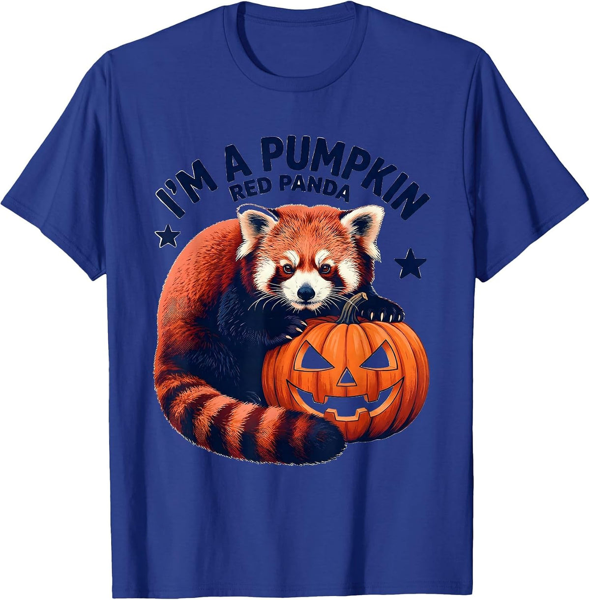 Men's I'm a Pumpkin Red Panda Cute Kawaii Animal Halloween Costume T-Shirt - Royal Blue