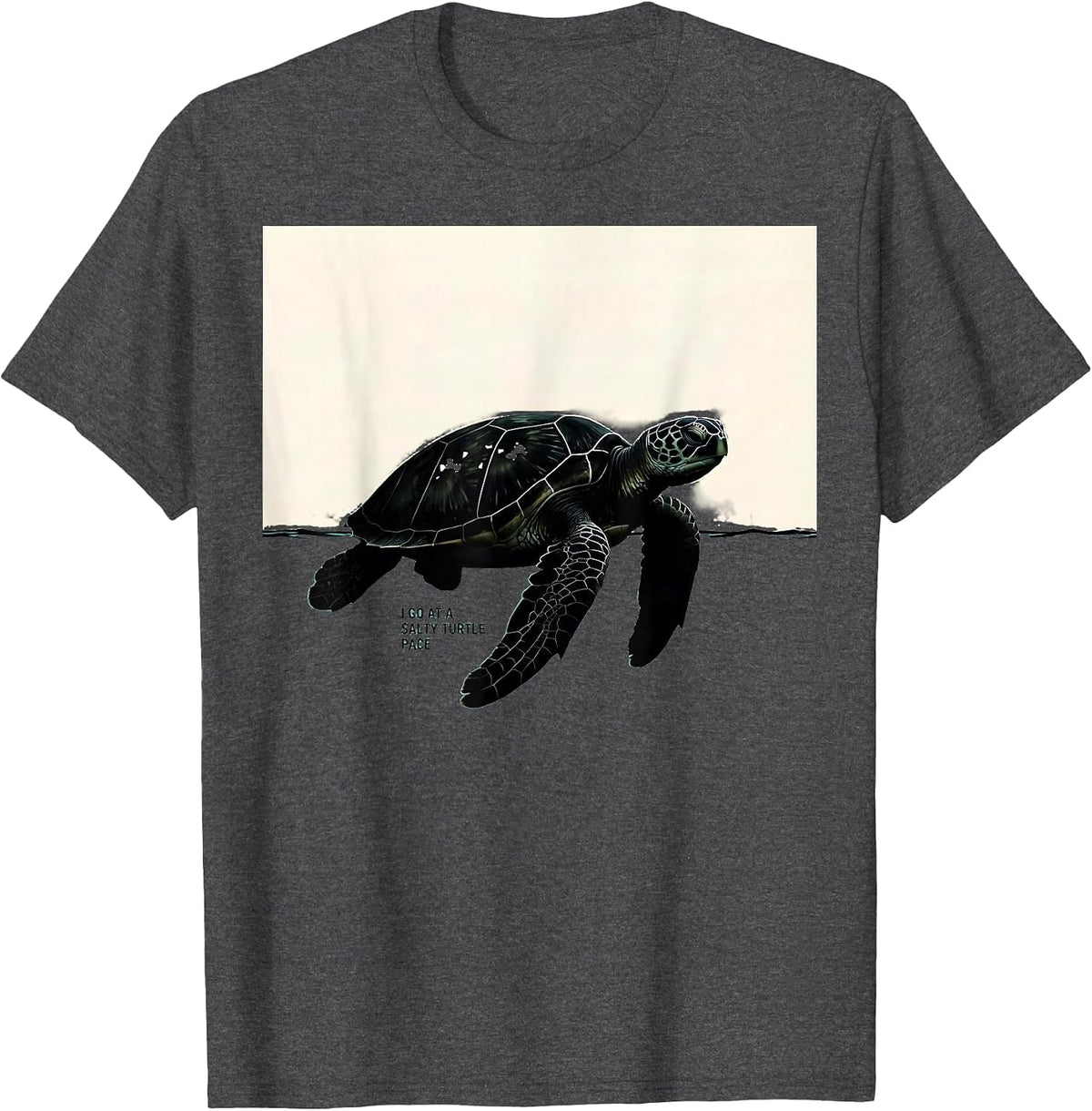 Men's I Go At A Salty Turtle Pace Funny Sea Turtle Lover Beach T-Shirt - Dark Heather Grey