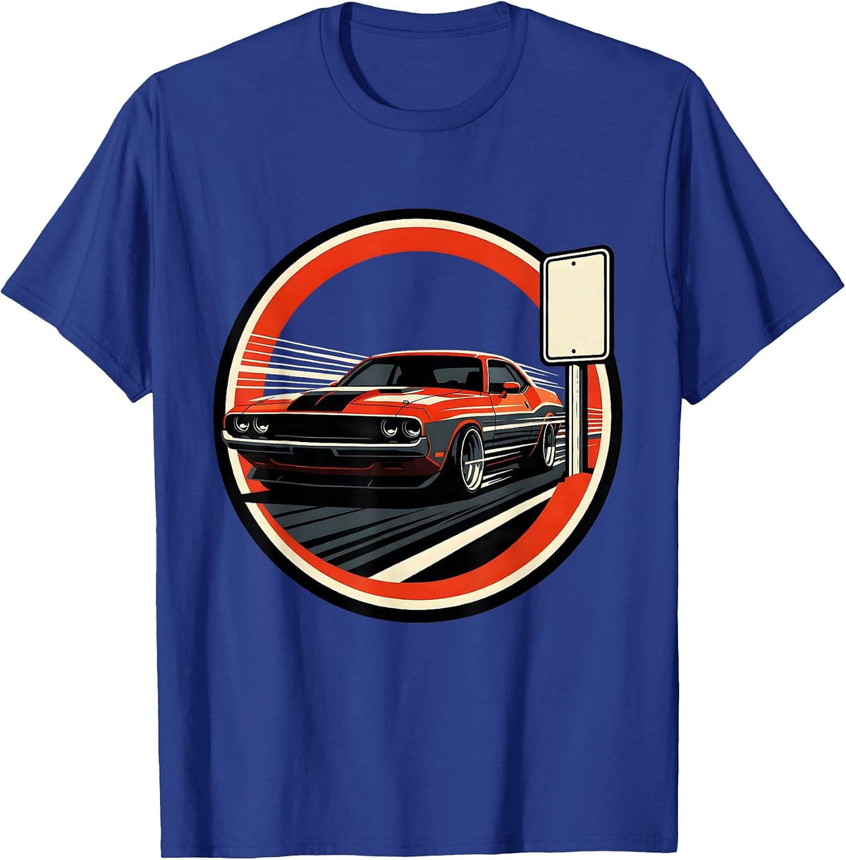 Men's Racing Lifestyle Labor Day Muscle Car Design T-Shirt - Royal Blue