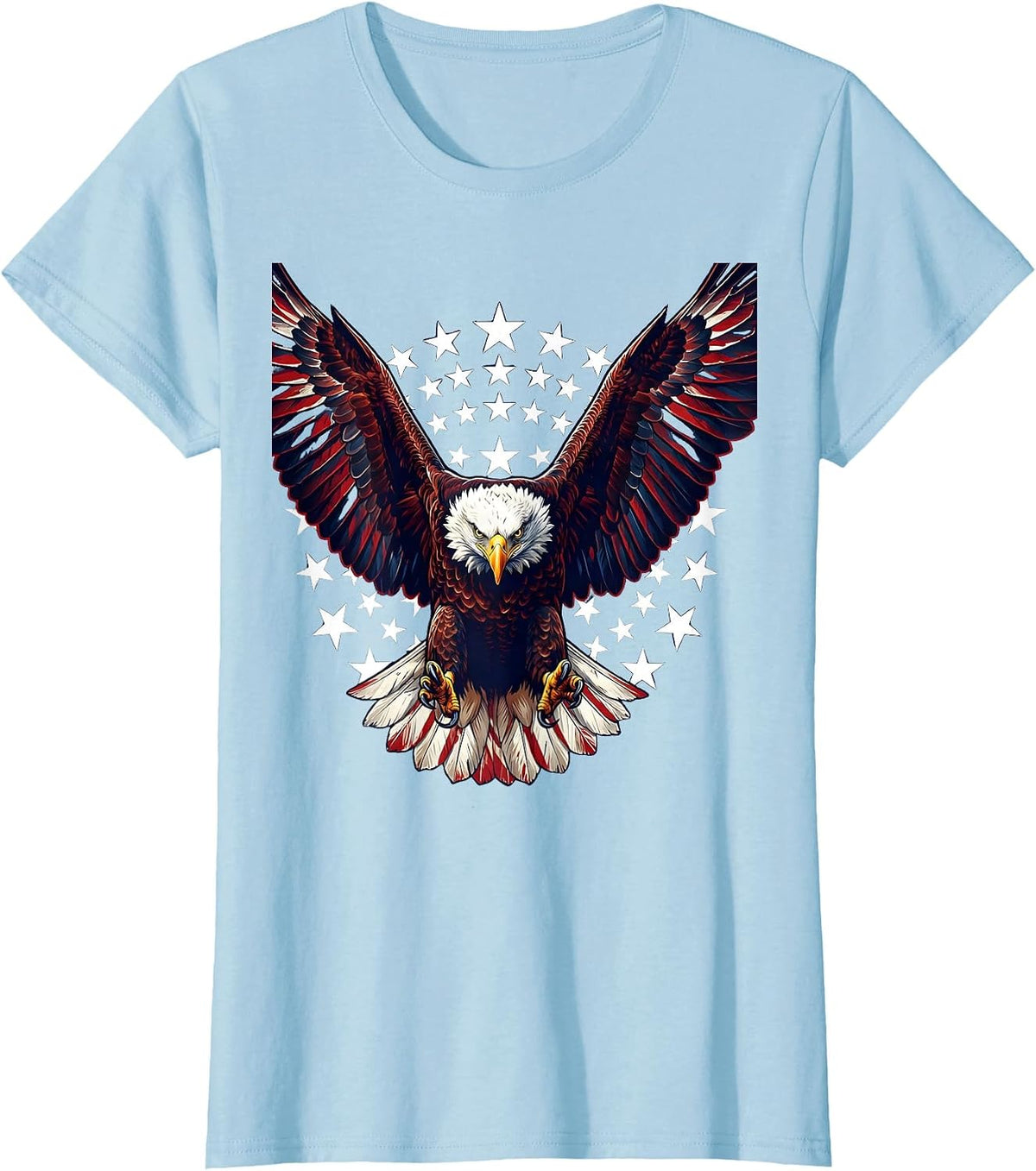 Women's Falcon Diving Through Open Sky Freedom Design T-Shirt - Baby Blue