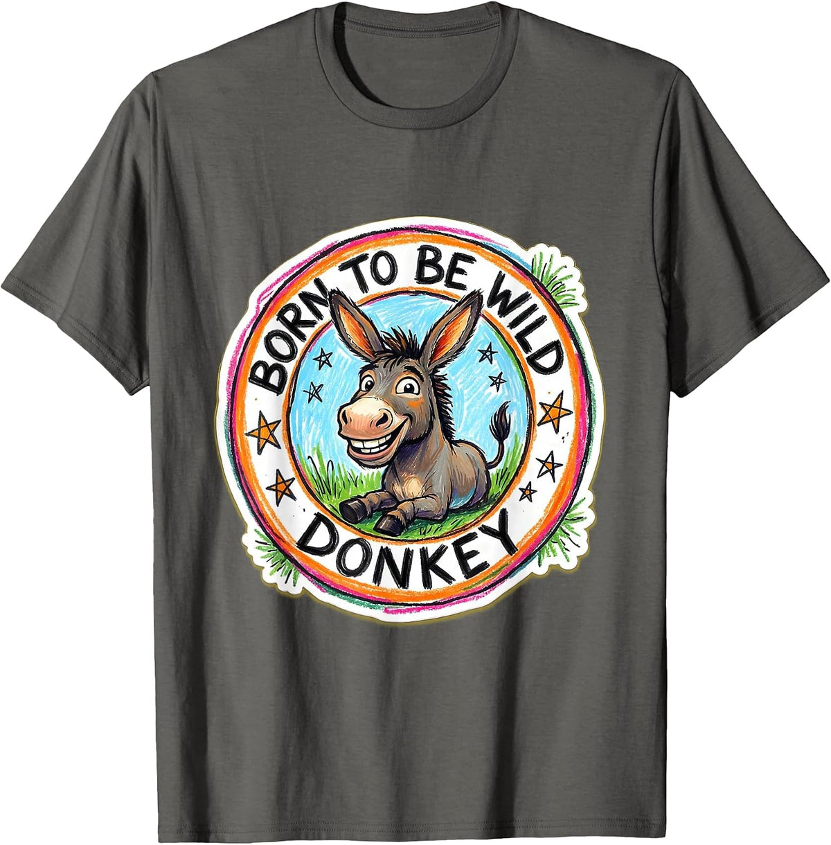 Men's Born to Be Wild Donkey Funny Animal Design T-Shirt - Asphalt Grey